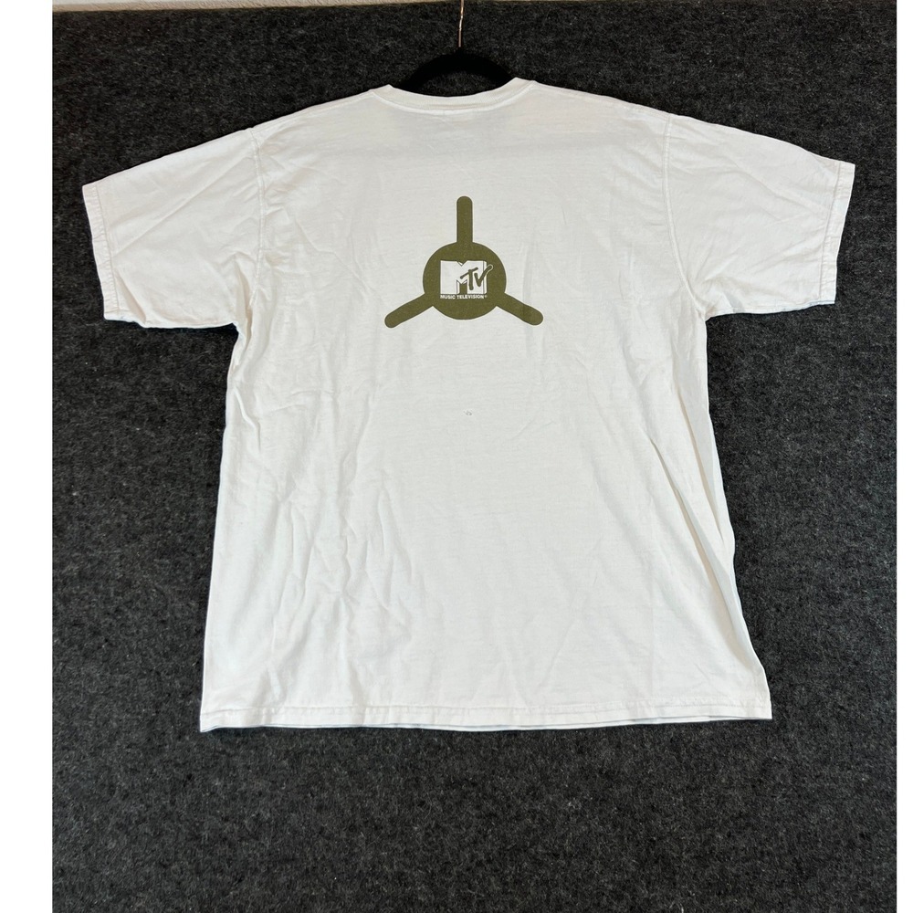 Vintage 90s MTV Music Television Logo T-Shirt Mens White Large Streetwear Tee